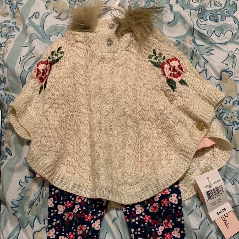 Little Lass 3PC Infant Poncho Outfit